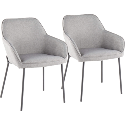 Daniella Dining Chair in Grey Fabric & Black Metal (Set of 2)